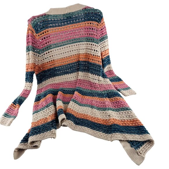 Natural Reflections Women's size Large Sweater Duster Cardigan Colorful Stripes - Picture 3 of 5